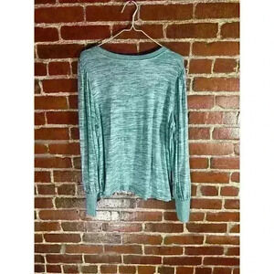 Ana Teal and White, Large Women's Sweater, Light Weight